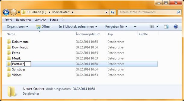 Explorer: Verzeichnis für Postfach Explorer: Verzeichnis für Postfach