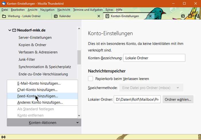 Thunderbird als Newsreader Thunderbird als Newsreader