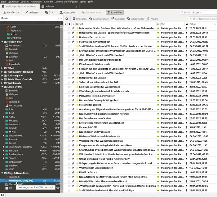 Anzeige des neuen Feeds Anzeige des neuen Feeds