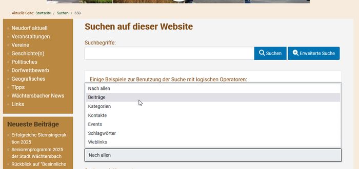 Erweiterte Suche Auswahl Erweiterte Suche Auswahl
