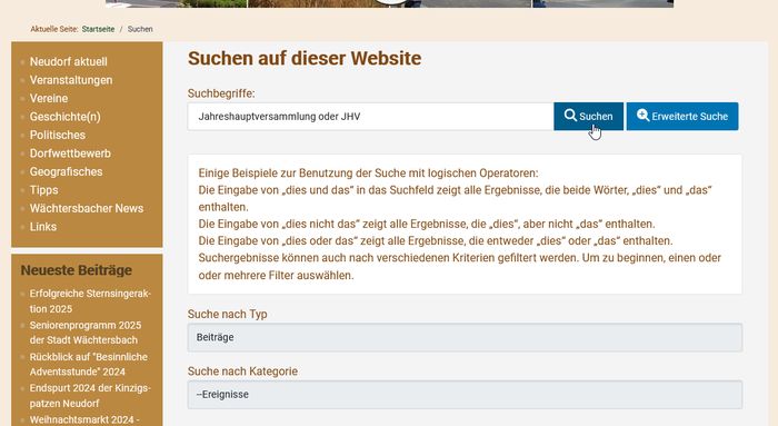 Erweiterte Suche Beispiel 1 Erweiterte Suche Beispiel 1