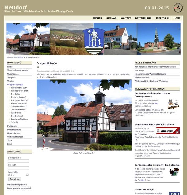 Webseite im Dezember 2014 (Version 2.5.28) Version 2.5.28