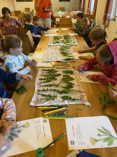 Blätter malen im Weidenhofcafé Q