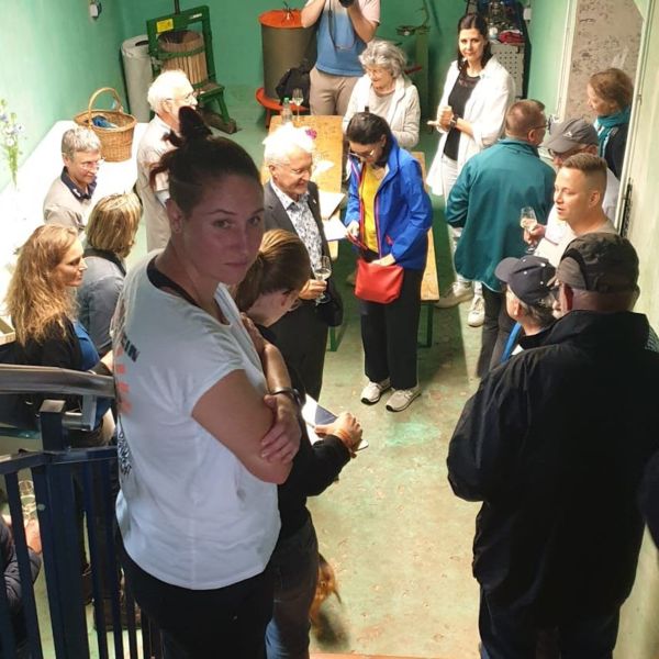 Im Weinkeller: Erläuterungen und Weinprobe