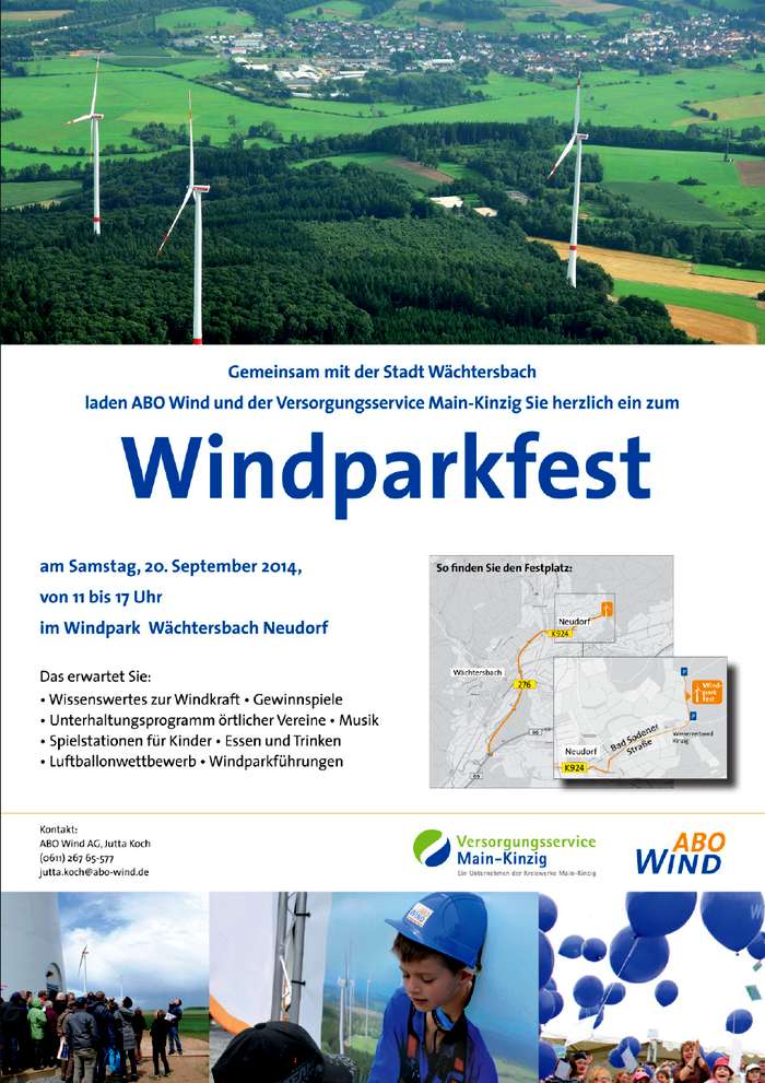 Einladung zum Windparkfest am 20.09.2014 Einladung zum Windparkfest am 20.09.2014