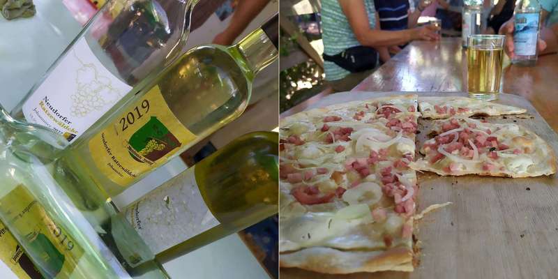 Zwei Hauptdarsteller: Neudorfer Ratzewäldchen und Flammkuchen Zwei Hauptdarsteller: Neudorfer Ratzewäldchen und Flammkuchen