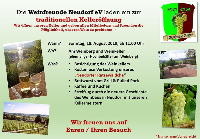 Einladung zur Kelleröffnung 2019 Kelleröffnung 2019
