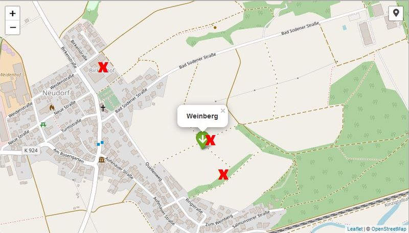 Schadenspunkte beim Unwetter in der Nacht auf den 25.08.2023 Schadenspunkte